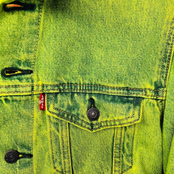 Levis Trucker Jacket Neon Green - Picture 3 of 8